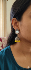 Yellow colour fancy design jhumka